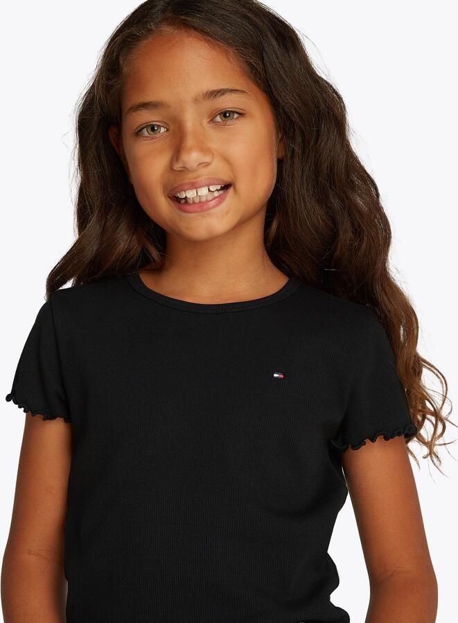 Tommy Hilfiger T-shirt ESSENTIAL RIB TOP met babylockranden en borduursel - Foto 4