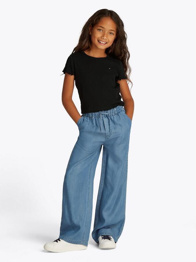 Tommy Hilfiger T-shirt ESSENTIAL RIB TOP met babylockranden en borduursel - Foto 2