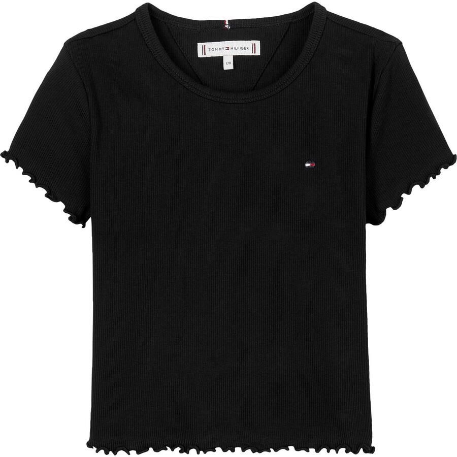 Tommy Hilfiger T-shirt ESSENTIAL RIB TOP met babylockranden en borduursel