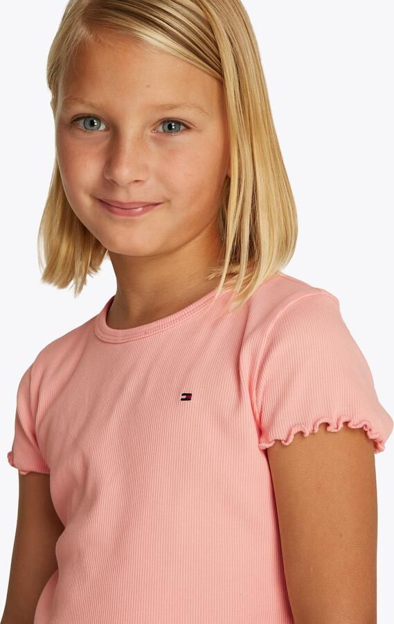 Tommy Hilfiger T-shirt ESSENTIAL RIB TOP met babylockranden en borduursel - Foto 5