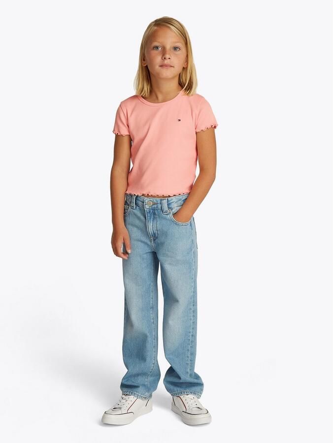 Tommy Hilfiger T-shirt ESSENTIAL RIB TOP met babylockranden en borduursel - Foto 3