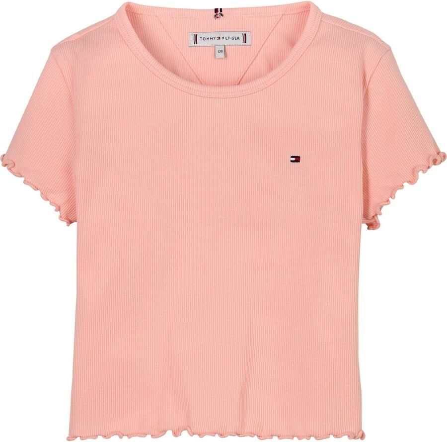 Tommy Hilfiger T-shirt ESSENTIAL RIB TOP met babylockranden en borduursel - Foto 2