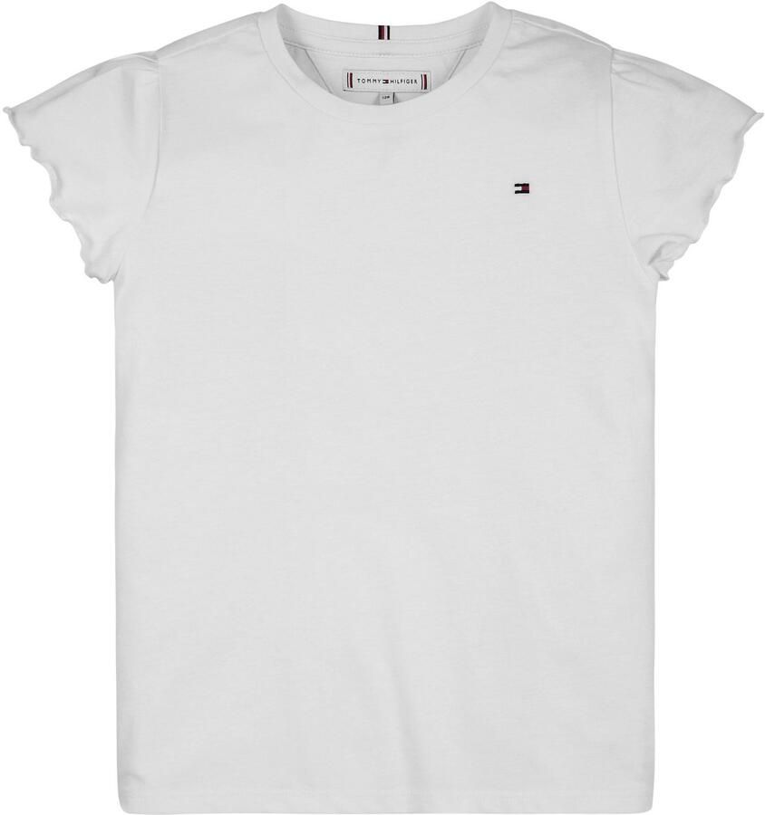 Tommy Hilfiger T-shirt ESSENTIAL RUFFLE SLEEVE TOP S S met golfrand logo-geborduurde details