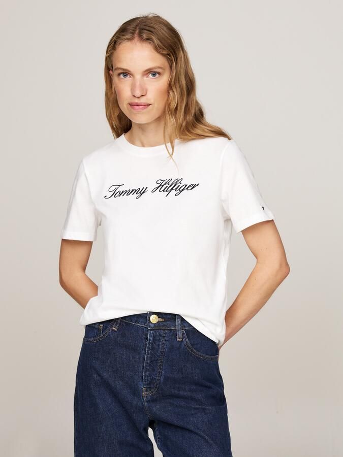 Tommy Hilfiger T-shirt NOS SCRIPT REGULAR C-NK SS Met ronde hals en contrasterende print - Foto 5