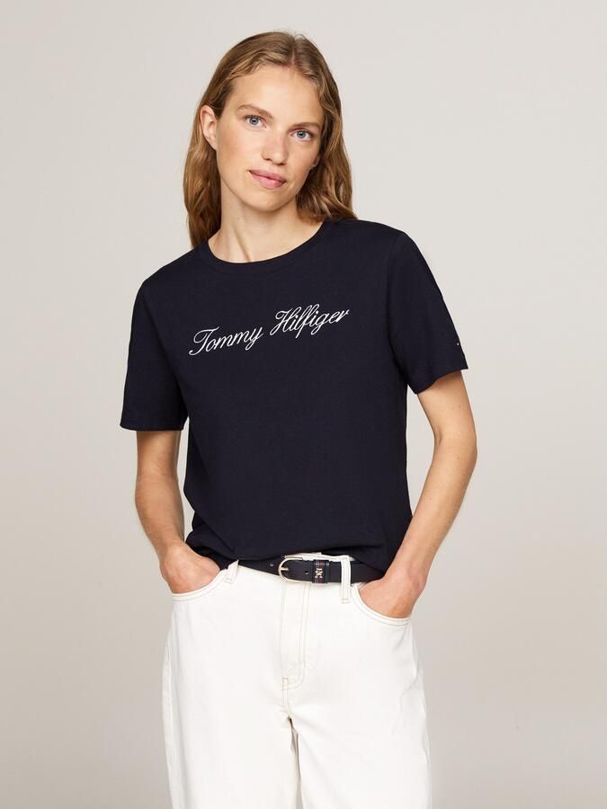 Tommy Hilfiger T-shirt NOS SCRIPT REGULAR C-NK SS Met ronde hals en contrasterende print - Foto 5
