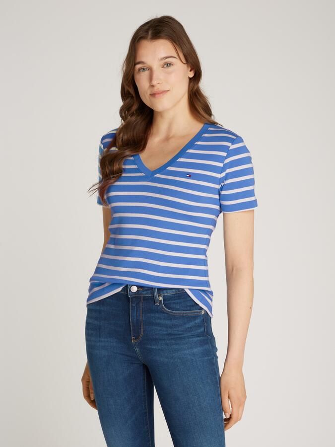 Tommy Hilfiger T-shirt SLIM CODY V-NK SS met V-hals en strepen gestreept casual slim fit katoen v-hals - Foto 6