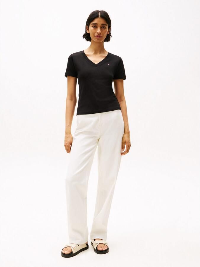 Tommy Hilfiger T-shirt SLIM CODY V-NK SS met V-hals en strepen gestreept casual slim fit katoen v-hals - Foto 6