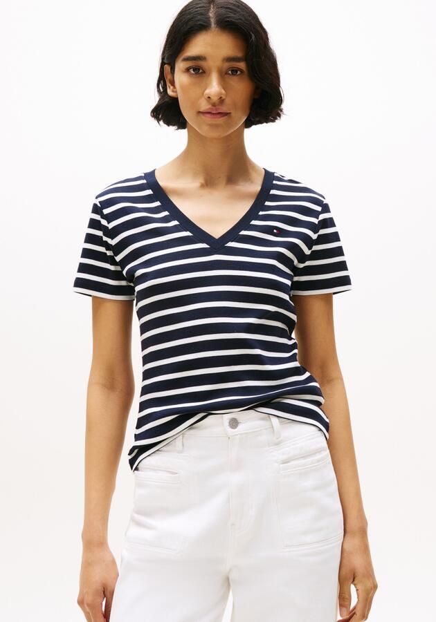 Tommy Hilfiger T-shirt SLIM CODY V-NK SS met V-hals en strepen gestreept casual slim fit katoen v-hals - Foto 4