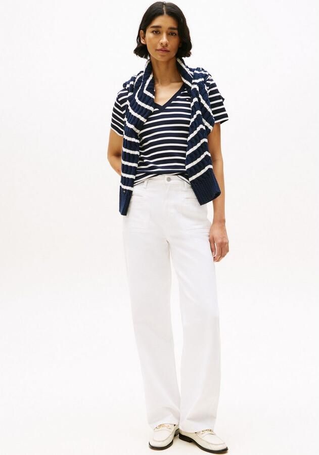 Tommy Hilfiger T-shirt SLIM CODY V-NK SS met V-hals en strepen gestreept casual slim fit katoen v-hals - Foto 3