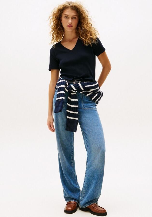 Tommy Hilfiger T-shirt SLIM CODY V-NK SS met V-hals en strepen gestreept casual slim fit katoen v-hals - Foto 3