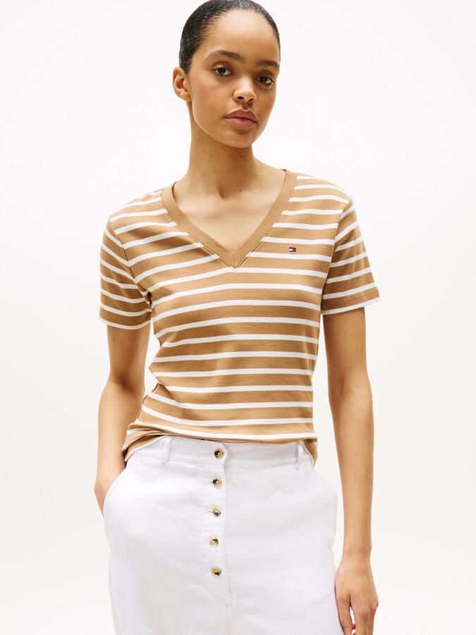 Tommy Hilfiger T-shirt SLIM CODY V-NK SS met V-hals en strepen - Foto 4