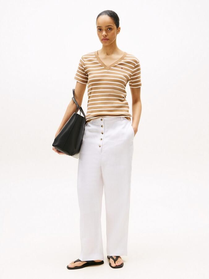 Tommy Hilfiger T-shirt SLIM CODY V-NK SS met V-hals en strepen - Foto 2