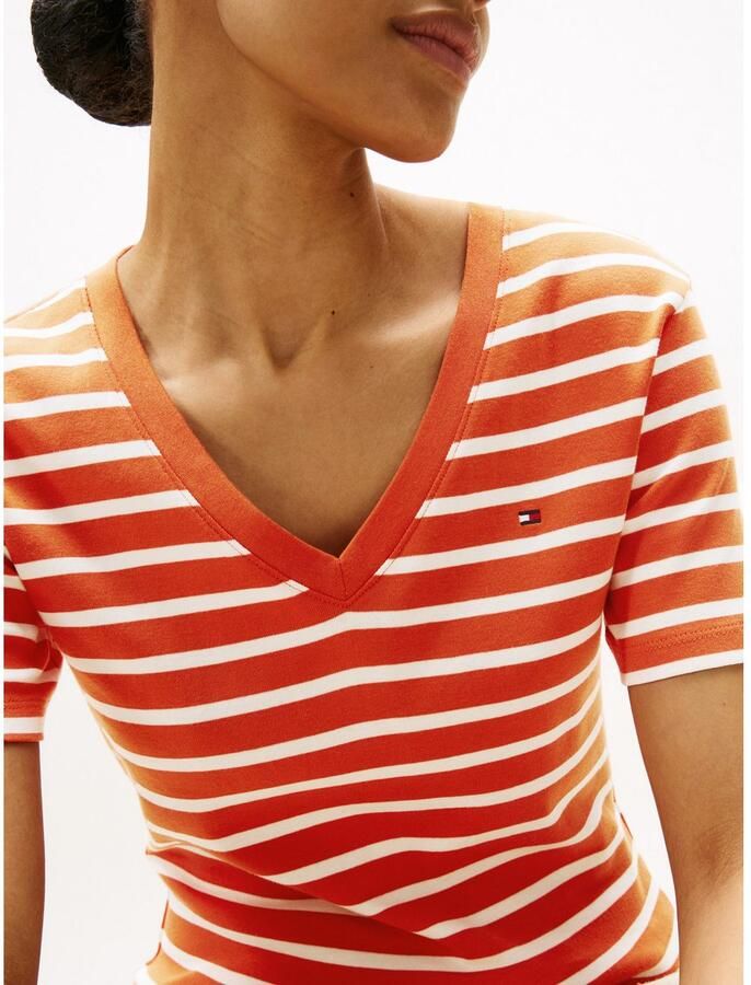 Tommy Hilfiger T-shirt SLIM CODY V-NK SS met V-hals en strepen gestreept casual slim fit katoen v-hals