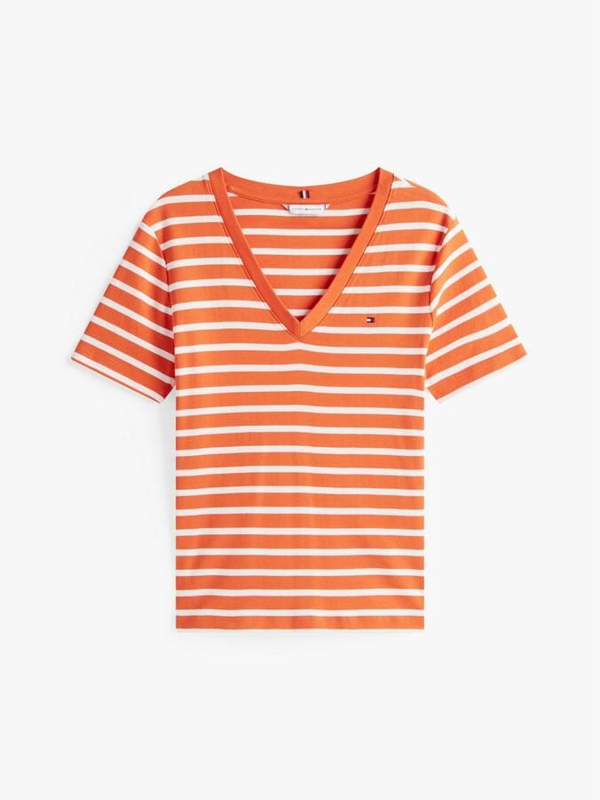 Tommy Hilfiger T-shirt SLIM CODY V-NK SS met V-hals en strepen - Foto 2