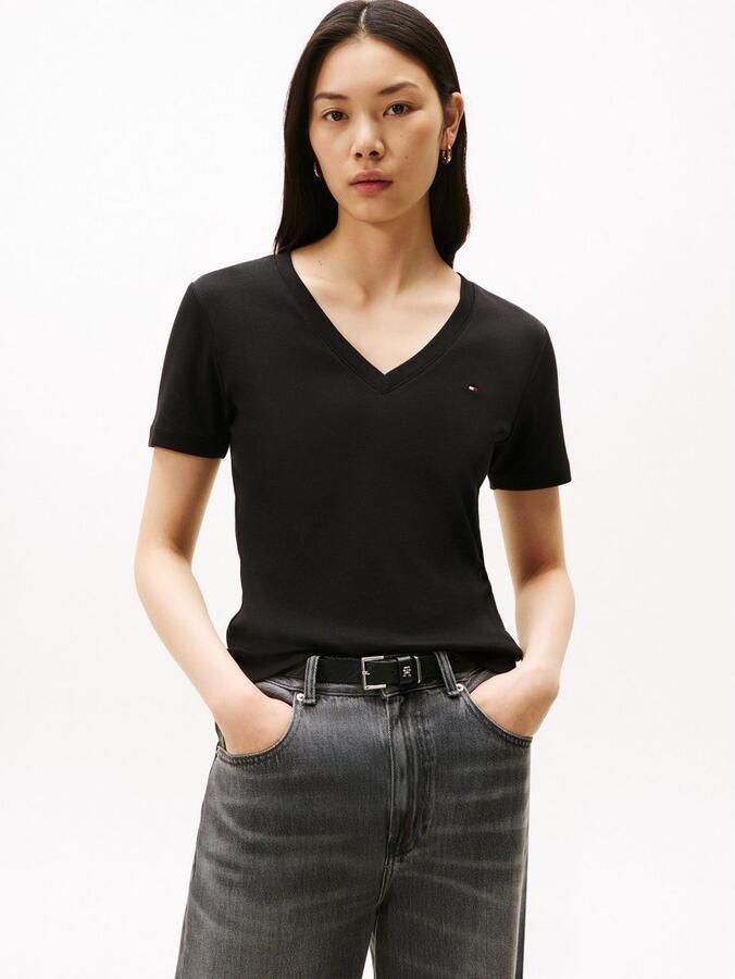 Tommy Hilfiger T-shirt SLIM CODY V-NK SS met V-hals en strepen gestreept casual slim fit katoen v-hals - Foto 9