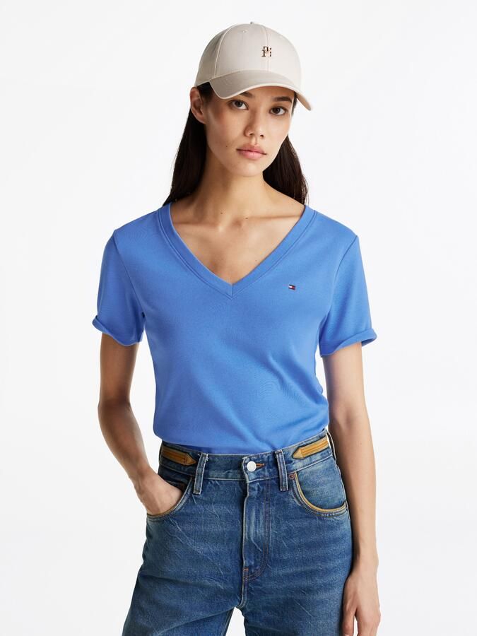 Tommy Hilfiger T-shirt SLIM CODY V-NK SS met V-hals en strepen - Foto 5