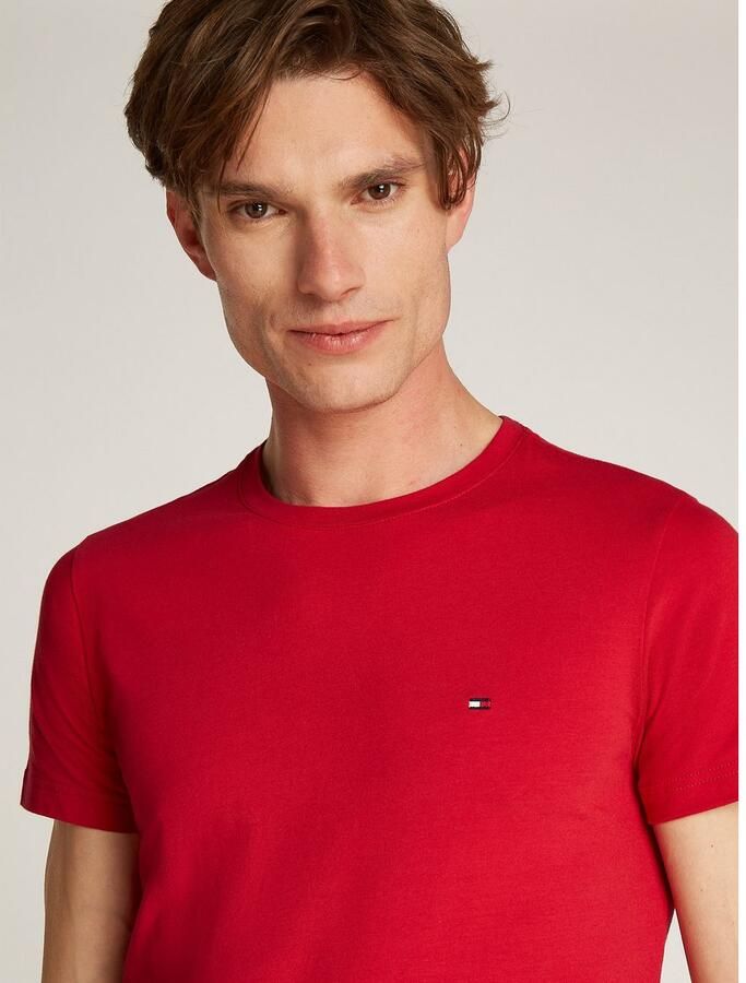 Tommy Hilfiger Slim fit T-shirt van een mix van katoen en elastaan - Foto 5