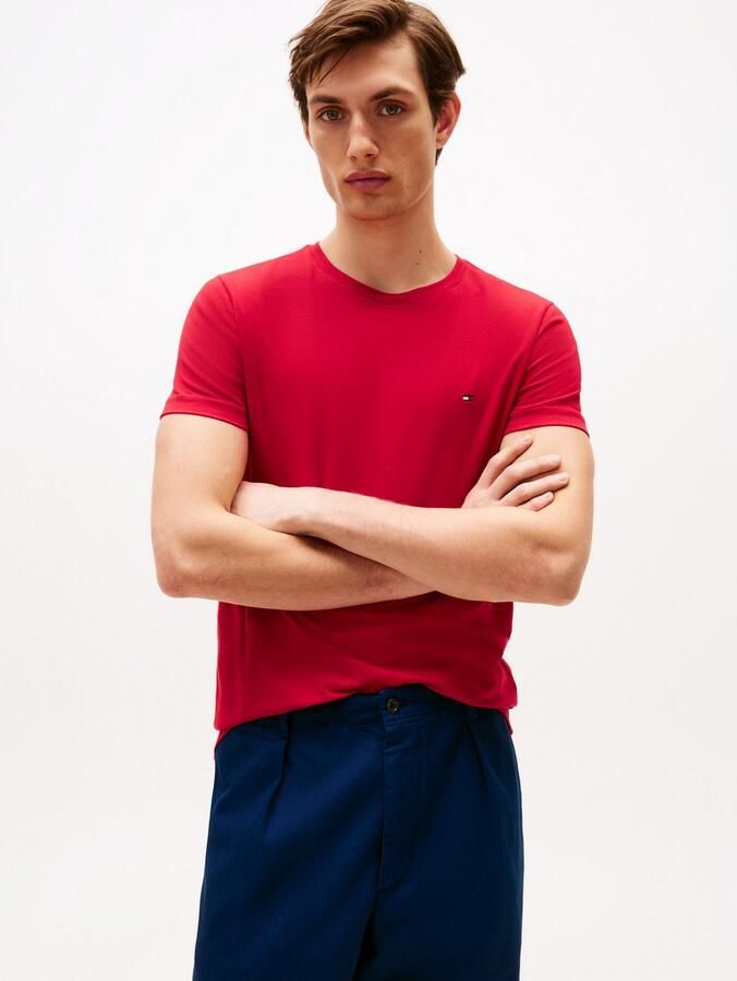 Tommy Hilfiger Slim fit T-shirt van een mix van katoen en elastaan - Foto 13