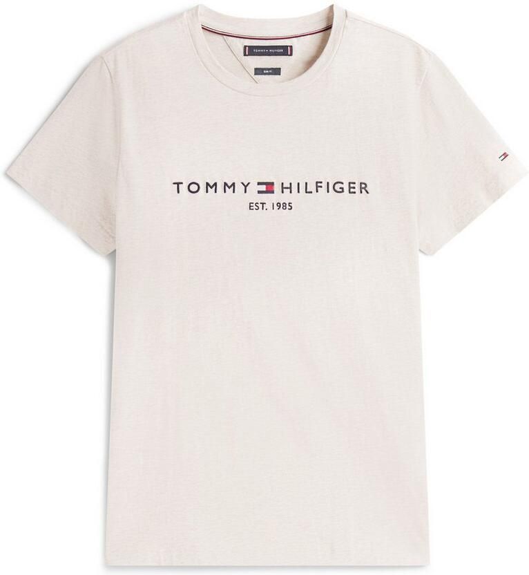 Tommy Hilfiger T-shirt Korte Mouw Slim Logo Embroidery T-Shirt Heathered Oatmilk - Foto 2