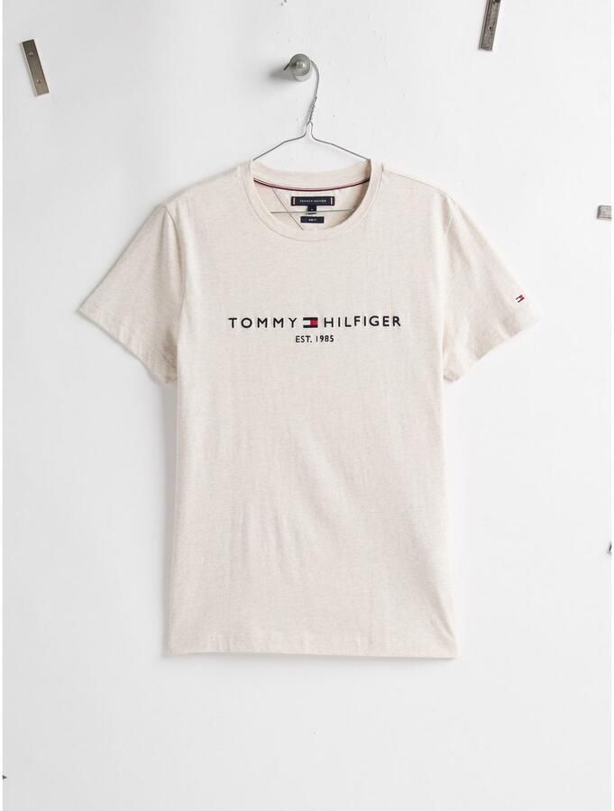 Tommy Hilfiger T-shirt Korte Mouw Slim Logo Embroidery T-Shirt Heathered Oatmilk - Foto 6