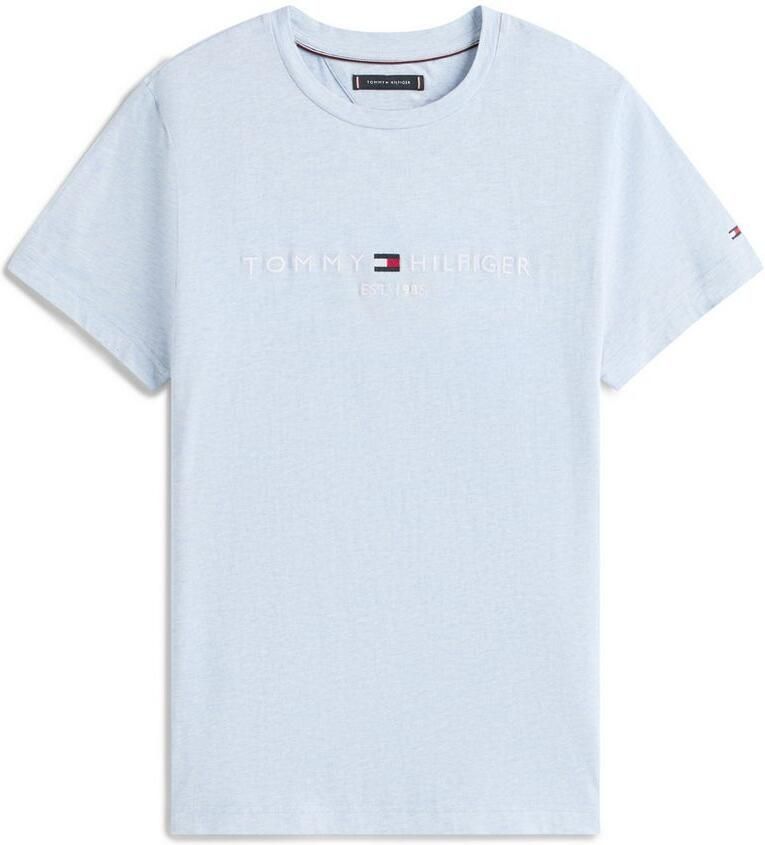 Tommy Hilfiger T-shirt Korte Mouw Slim Logo Embroidery T-Shirt Heathered Blue - Foto 5