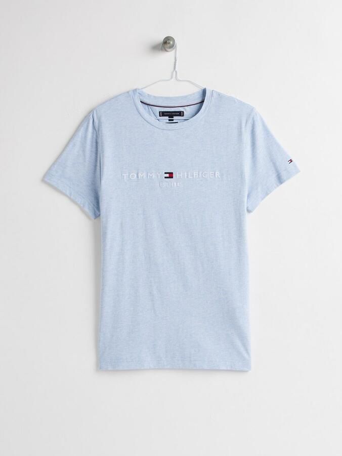 Tommy Hilfiger T-shirt Korte Mouw Slim Logo Embroidery T-Shirt Heathered Blue - Foto 8