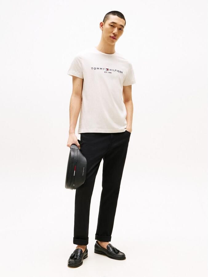 Tommy Hilfiger T-shirt Korte Mouw Slim Logo Embroidery T-Shirt Heathered Oatmilk - Foto 9