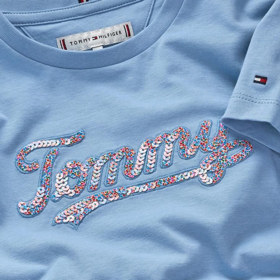 Tommy Hilfiger T-shirt TOMMY SCRIPT SEQUINS TEE SS voor kinderen tot 16 jaar met pailletten - Foto 3