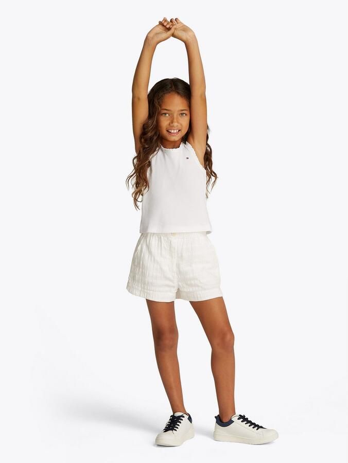 Tommy Hilfiger Tanktop ESSENTIAL RIB LACE TANK TOP met kant met logo-borduursel