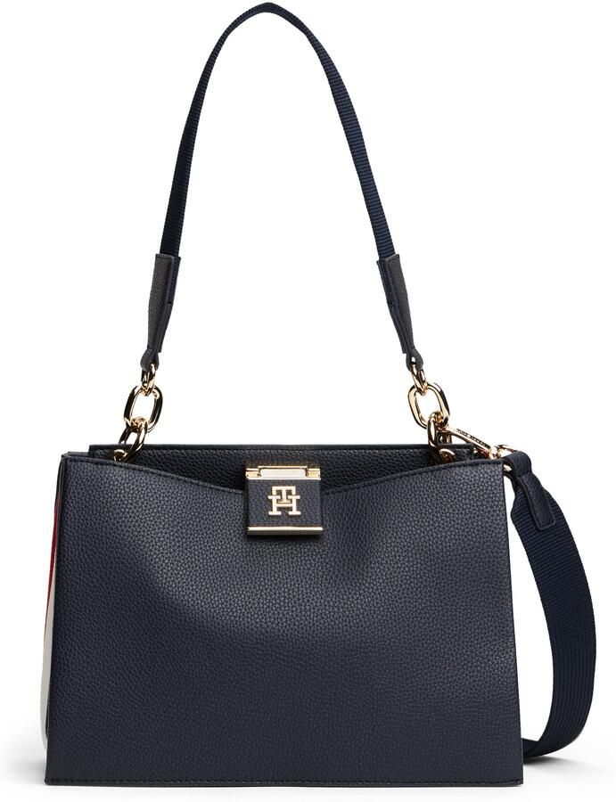 Tommy Hilfiger Tas TH HER MED SATCHEL CORP dames schoudertas draagtas met vlagstrepen op de zijkant - Foto 5