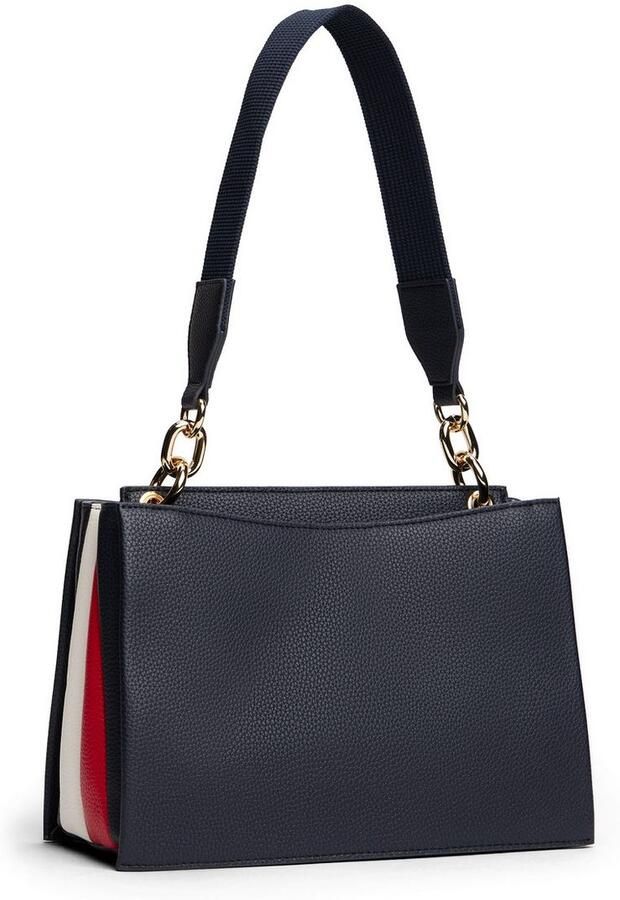 Tommy Hilfiger Tas TH HER MED SATCHEL CORP dames schoudertas draagtas met vlagstrepen op de zijkant - Foto 4