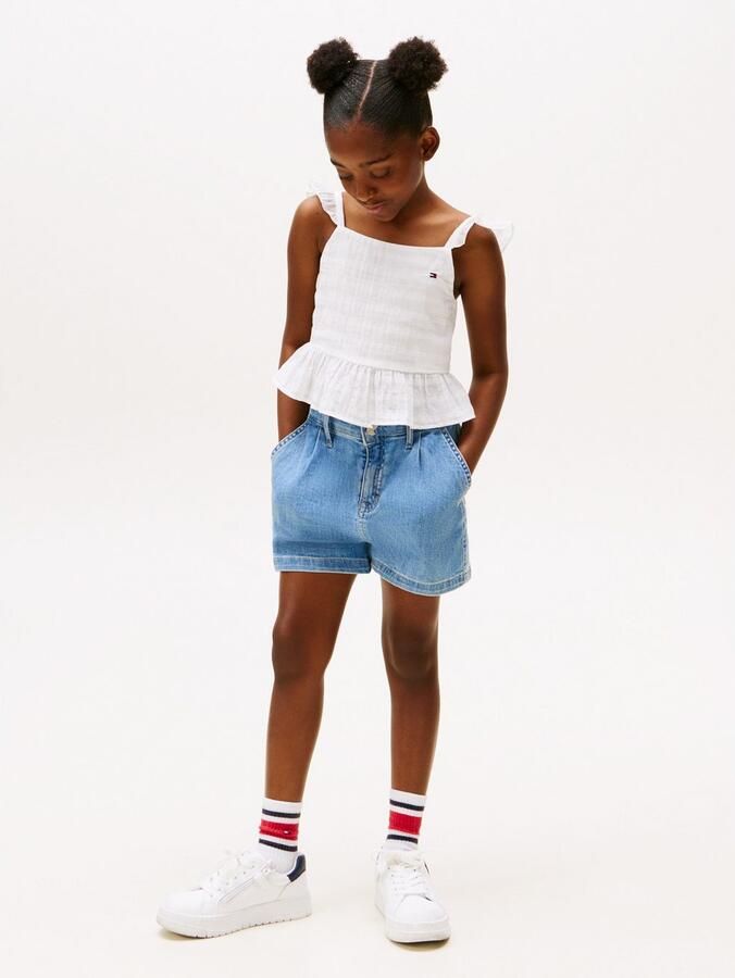 Tommy Hilfiger Top TEXTURED COTTON TOP SLVLS met borduursel met ruches - Foto 5