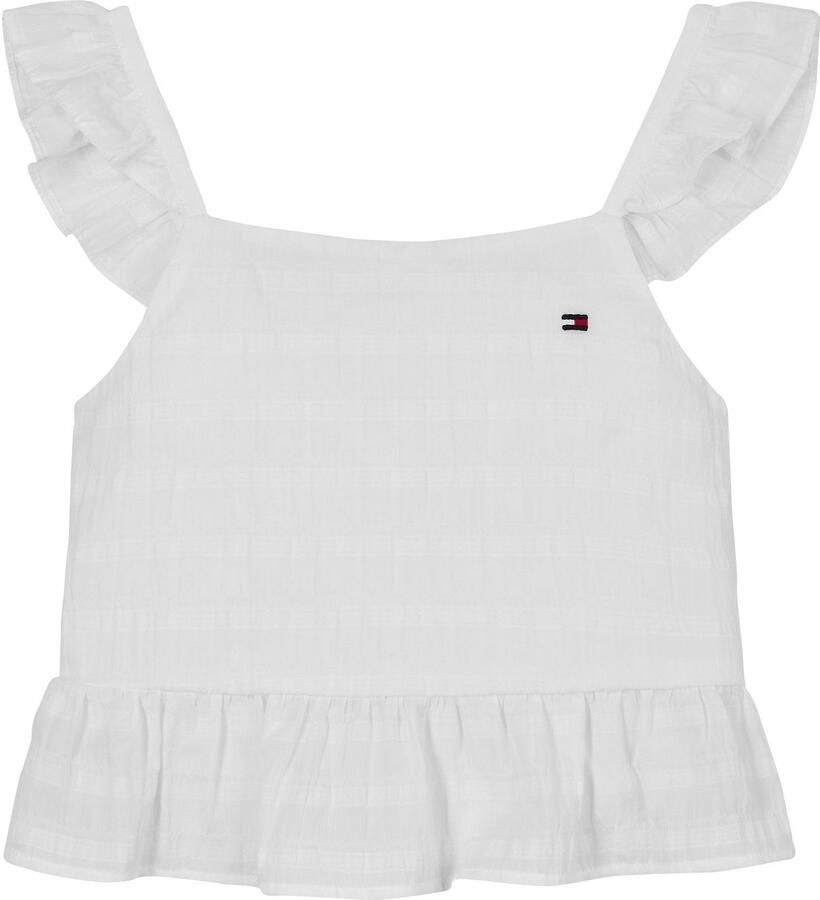 Tommy Hilfiger Top TEXTURED COTTON TOP SLVLS met borduursel met ruches - Foto 2