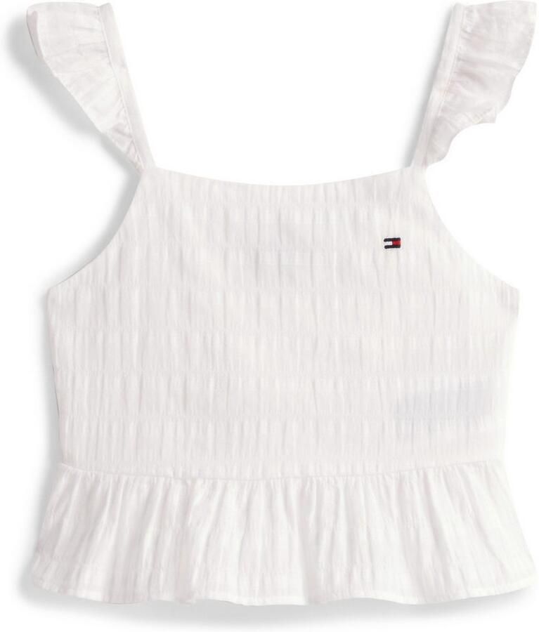 Tommy Hilfiger Top TEXTURED COTTON TOP SLVLS met borduursel met ruches - Foto 3