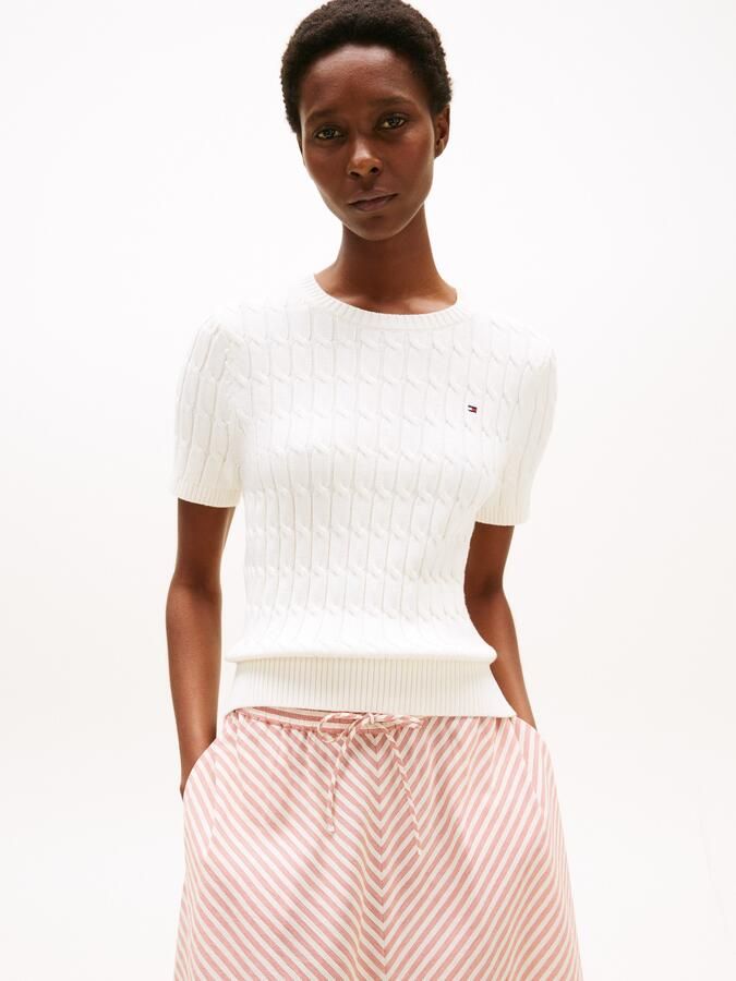 Tommy Hilfiger Trui met korte mouwen CO CABLE MID GG S S C-NK SWT - Foto 4