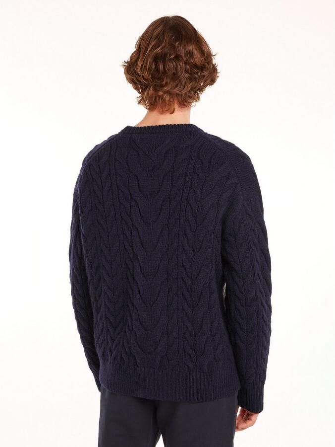 Tommy Hilfiger Trui met ronde hals CABLE FLAG SWEATER met colorblocking-ontwerp aan de voorkant - Foto 5