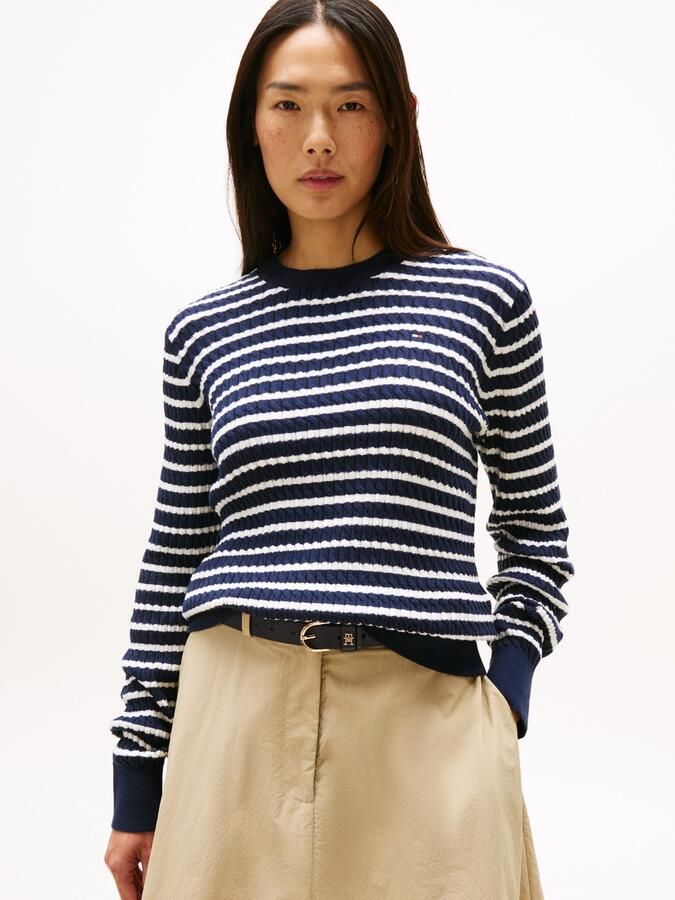 Tommy Hilfiger Trui met ronde hals CO CABLE C-NK LS SWEATER - Foto 4