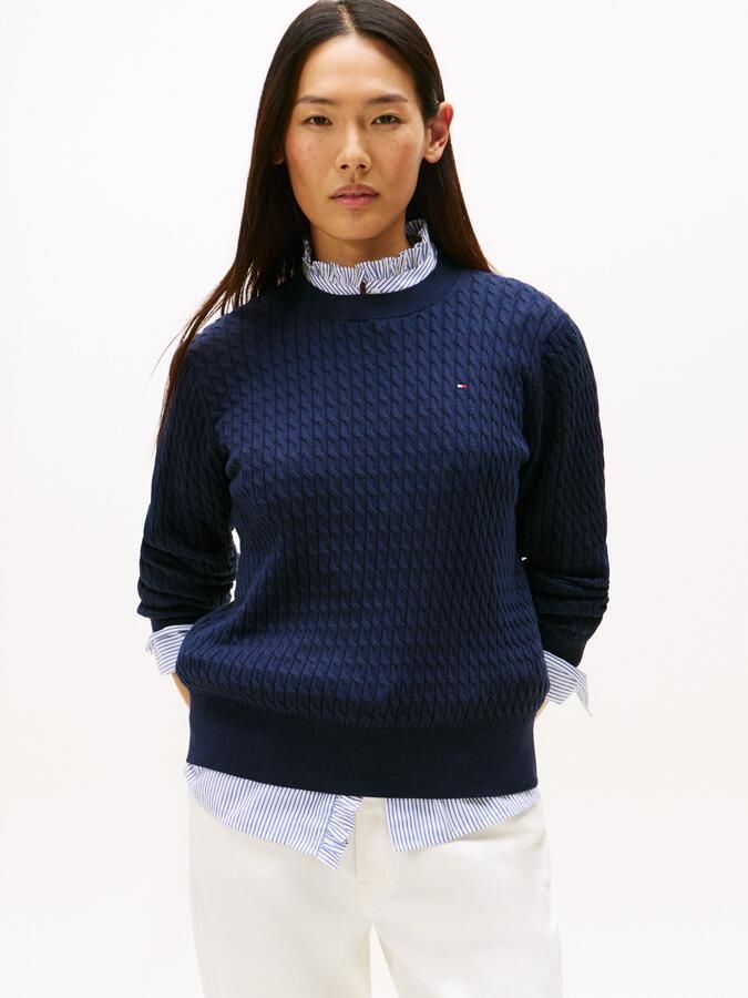 Tommy Hilfiger Trui met ronde hals CO CABLE C-NK LS SWEATER - Foto 5
