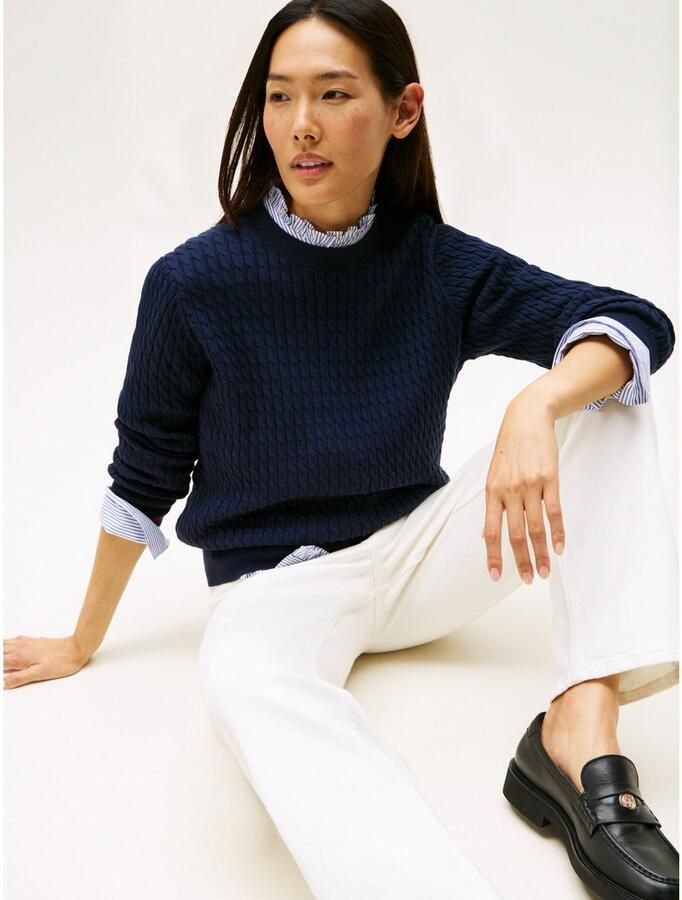 Tommy Hilfiger Trui met ronde hals CO CABLE C-NK LS SWEATER - Foto 2