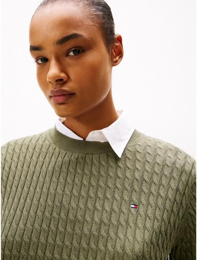 Tommy Hilfiger Trui met ronde hals CO CABLE C-NK LS SWEATER - Foto 2