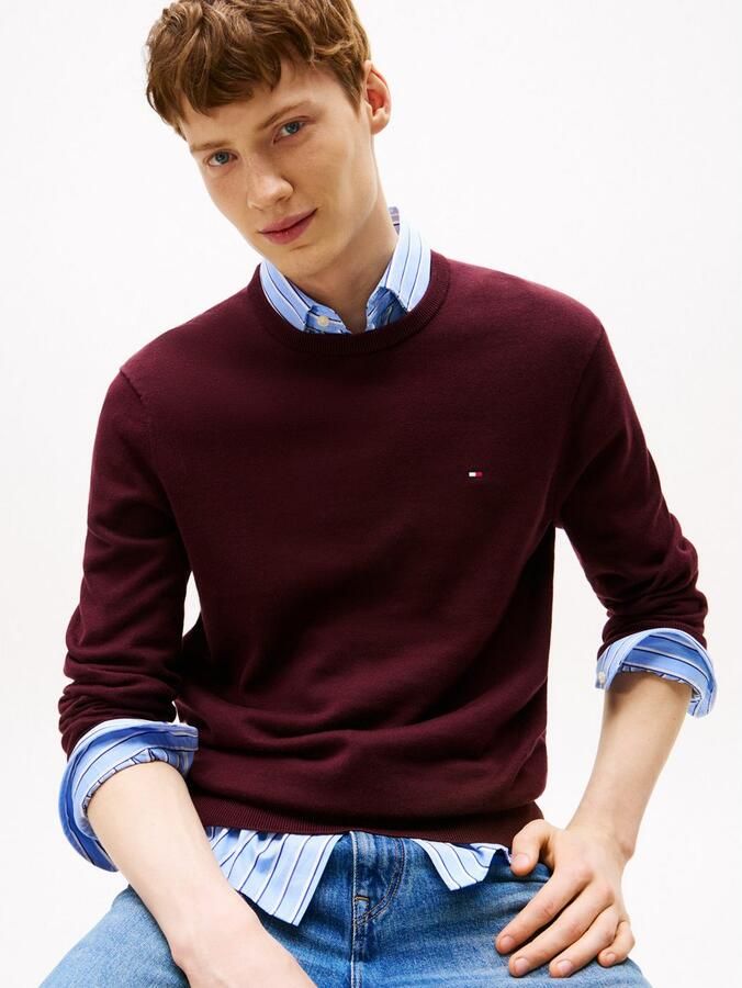 Tommy Hilfiger Trui met ronde hals ESSENTIAL COTTON CREW NECK 100% katoen crewneck regular fit premium mode