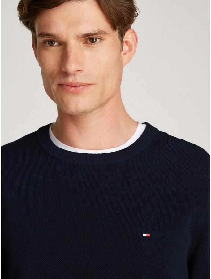 Tommy Hilfiger Trui met ronde hals ESSENTIAL STRUCTURE CREW NECK met structuur en label - Foto 5
