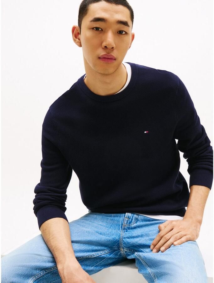 Tommy Hilfiger Trui met ronde hals ESSENTIAL STRUCTURE CREW NECK met structuur en label - Foto 6
