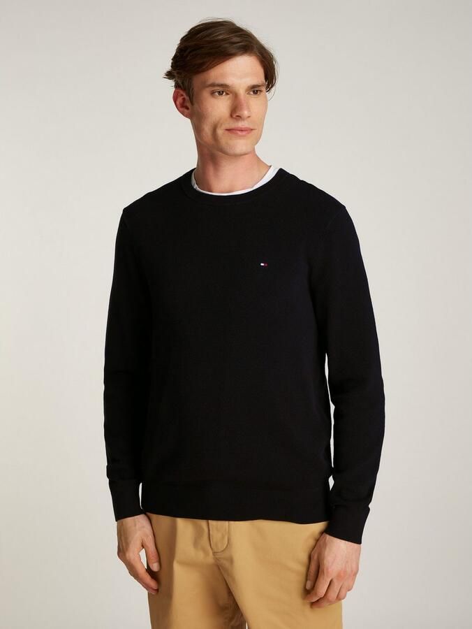 Tommy Hilfiger Trui met ronde hals ESSENTIAL STRUCTURE CREW NECK met structuur en label - Foto 4