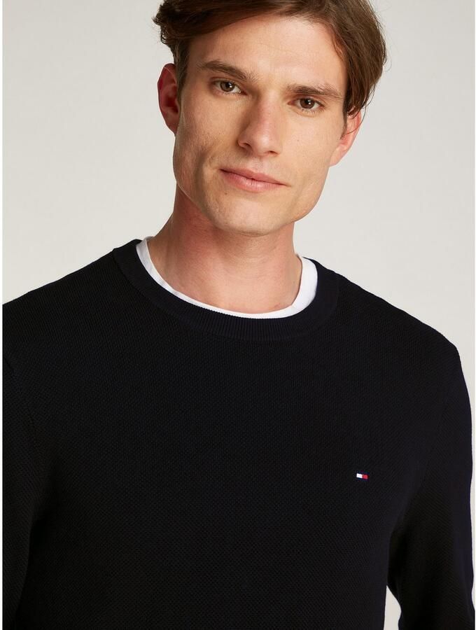 Tommy Hilfiger Trui met ronde hals ESSENTIAL STRUCTURE CREW NECK met structuur en label - Foto 3