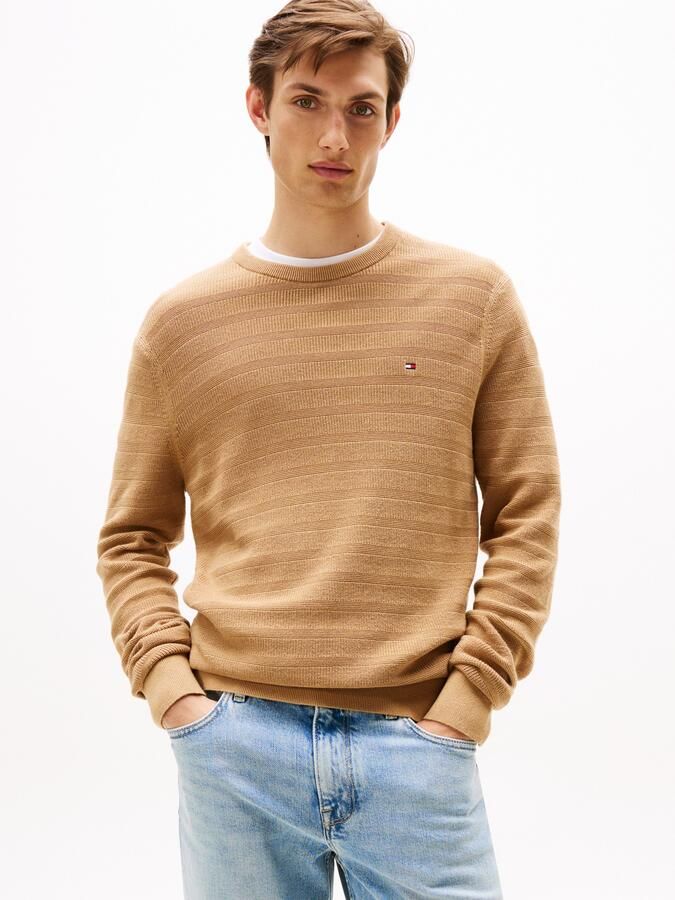 Tommy Hilfiger Trui met ronde hals STRIPE STRUCTURE regular fit licht oversized schouders - Foto 7