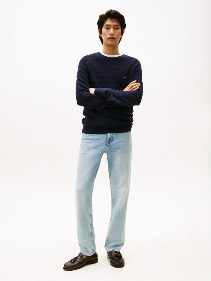 Tommy Hilfiger Trui met ronde hals STRIPE STRUCTURE regular fit licht oversized schouders - Foto 3