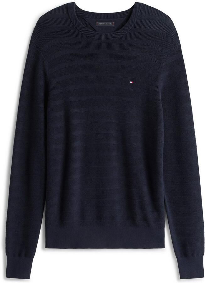 Tommy Hilfiger Trui met ronde hals STRIPE STRUCTURE regular fit licht oversized schouders - Foto 5