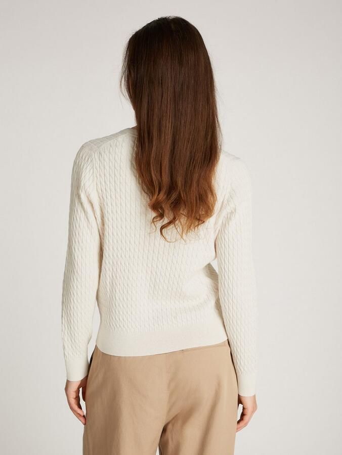 Tommy Hilfiger Trui met V-hals CO CABLE V-NK LS SWT met kabelpatroon logo-borduursel - Foto 5