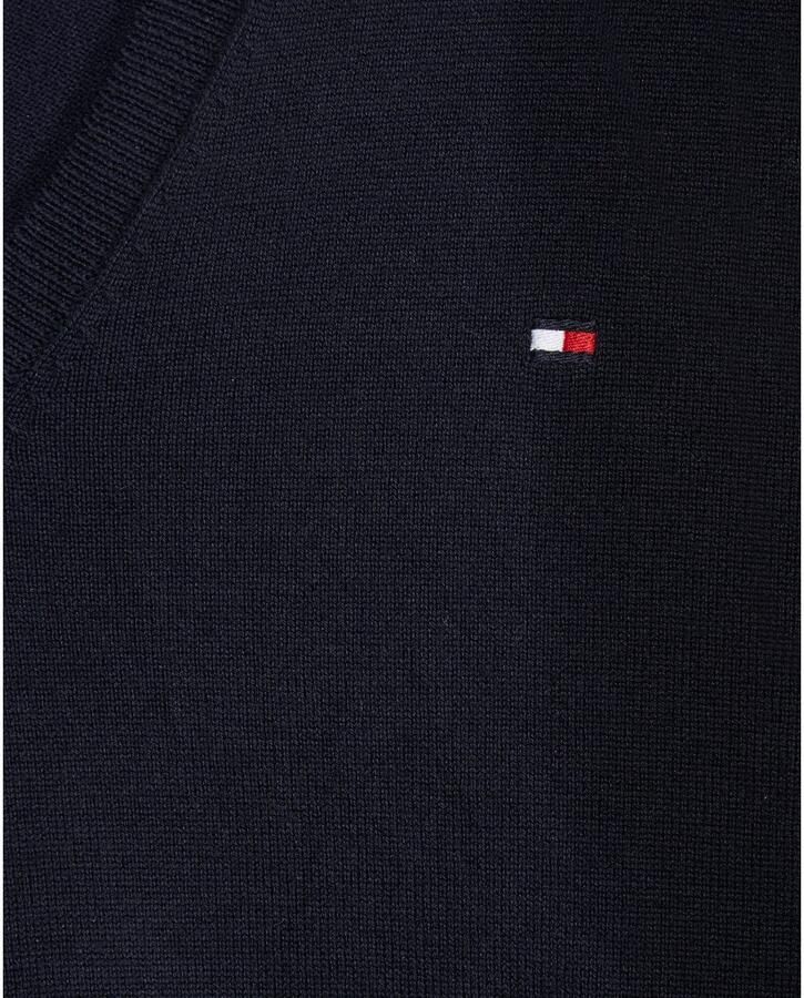 Tommy Hilfiger Trui met V-hals CO JERSEY STITCH V-NK SWEATER Contrastkleurige strepen in de hals en logo borduursel op de mouw - Foto 2